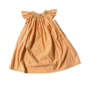 Be Mine Smocked Orange Gingham Toddler dress turtle Button Closure 24 months